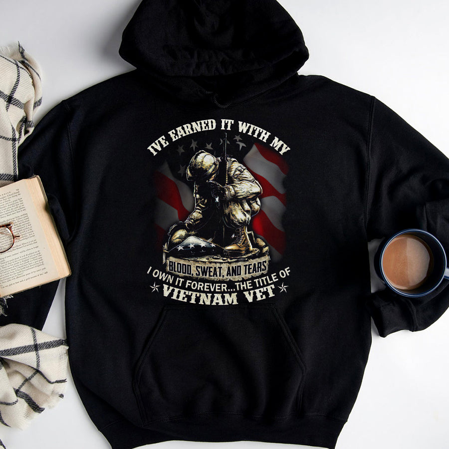 VietNam Veteran T Shirt, I&#39;ve Earned It With My Blood, Sweat, and Tears Shirt, Proud VietNam Veteran Shirt, VietNam Veteran Gift