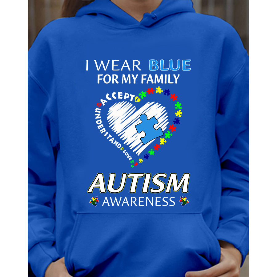 I Wear Blue For My Family Autism Awareness T-Shirt Autism Awareness Shirt