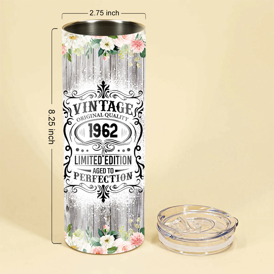 Skinny Tumbler - 60th Birthday Tumbler, 60th Birthday Gifts, 60th Gift Ideas For Her