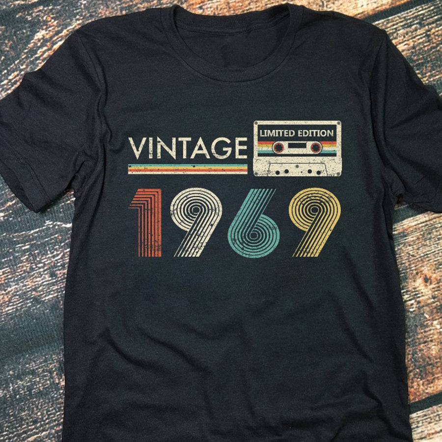 Vintage 1969 - 53 years of being awesome 53rd birthday unique t shirt for woman, her gifts for 53 years old, Turning 53 and fabulous birthday cotton shirt