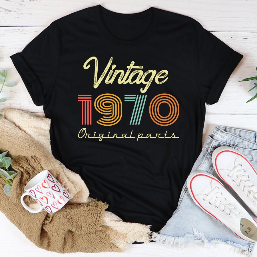 Vintage 1970 - 52 Years Of Being Awesome 52nd Birthday Unique T Shirt For Woman, Her Gifts For 52 Years Old, Turning 52 And Fabulous Birthday Cotton Shirt