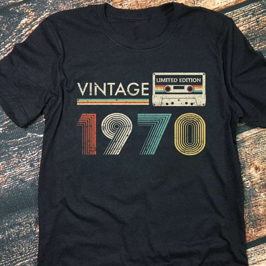 Vintage 1970 - 52 years of being awesome 52nd birthday unique t shirt for woman, her gifts for 52 years old, Turning 52 and fabulous birthday cotton shirt