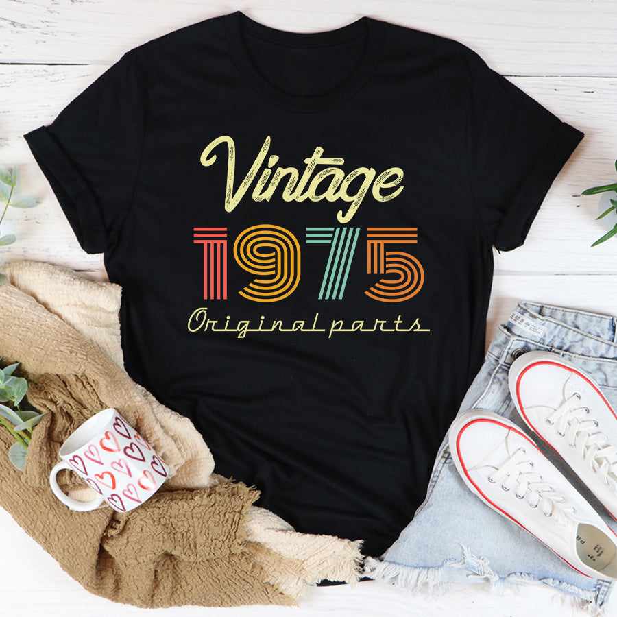 Vintage 1975 - 47 Years Of Being Awesome 47th Birthday Unique T Shirt For Woman, Her Gifts For 47 Years Old, Turning 47 And Fabulous Birthday Cotton Shirt