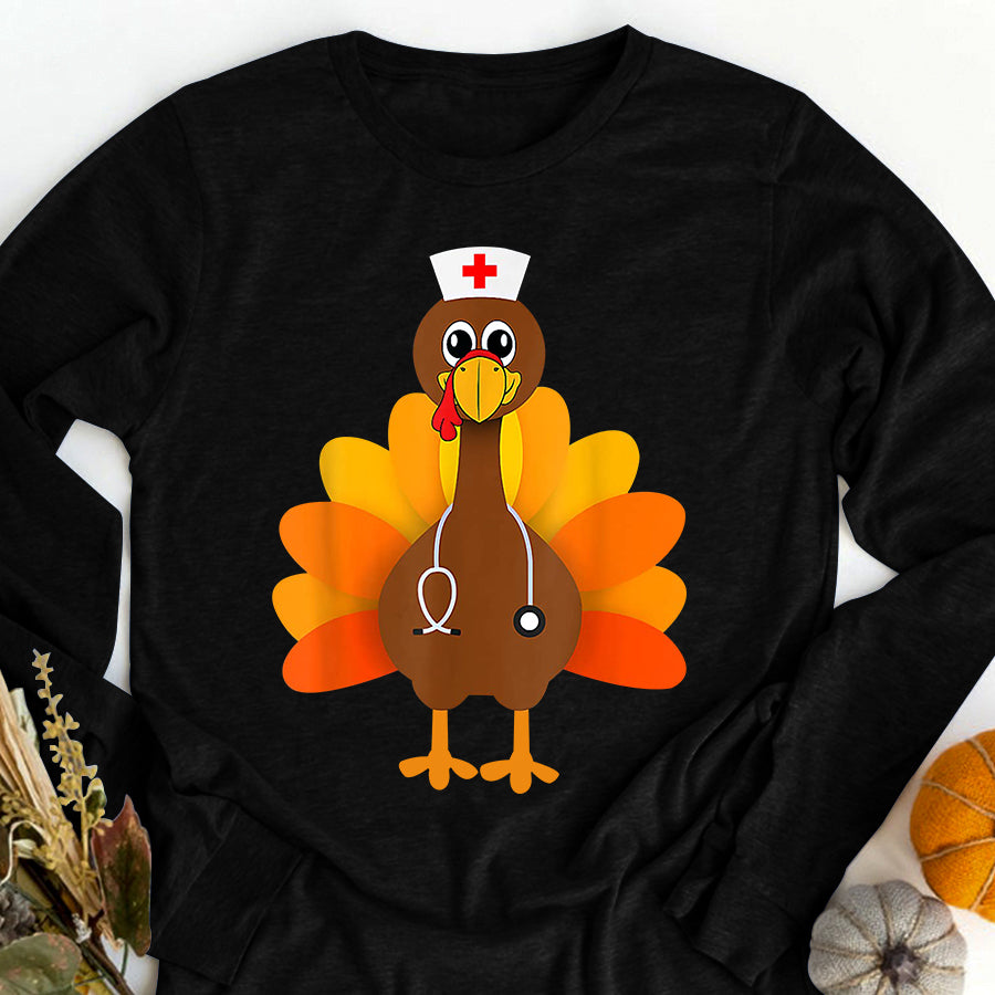 Thanksgiving Scrub Tops Women Turkey Nurse Holiday Nursing T Shirt ,Family Thanksgiving Shirt ,Funny Thanksgiving Gift For Women
