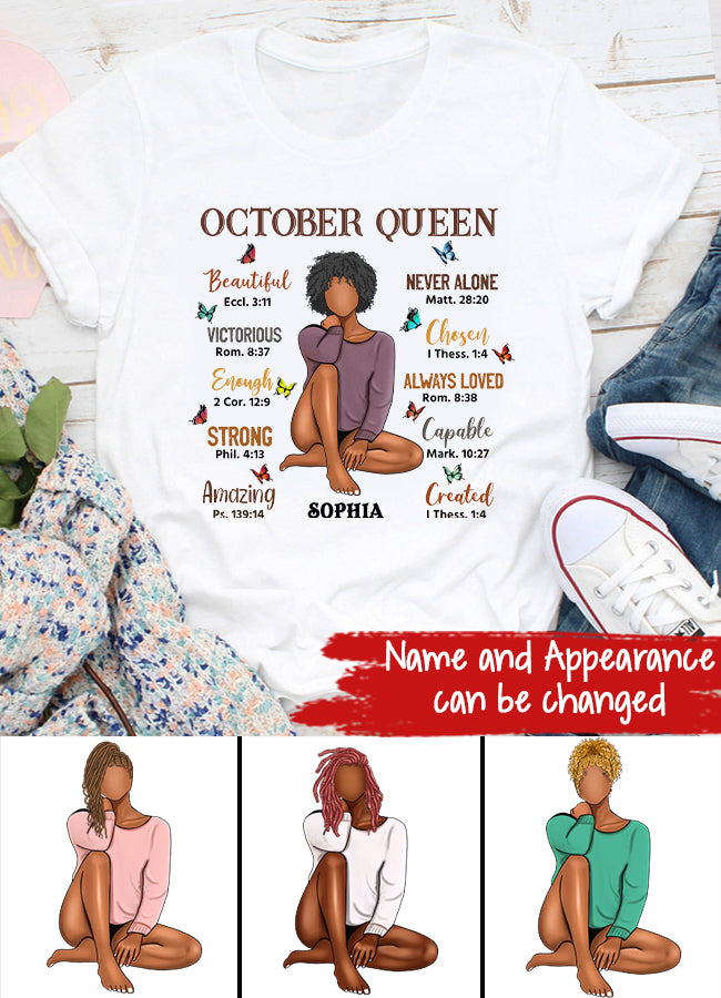 October Birthday Shirt, Custom Birthday Shirt, Queens are Born In October, October Birthday Shirts For Woman, October Birthday Gifts