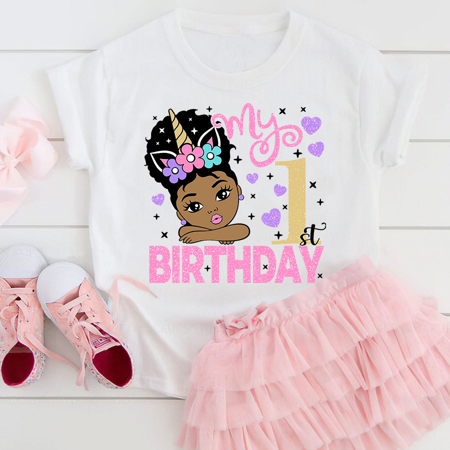 First Birthday Shirt, 1st Birthday Shirt, Black Girl, One birthday shirt, 1st birthday t shirt, Unicorn 1st birthday shirt, Best t shirts 2021, Baby Shirt