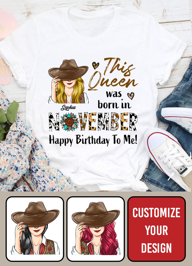October Birthday Shirt, Custom Birthday Shirt, Queens are Born In October, October Birthday Shirts For Woman, October Birthday Gifts CowGirl