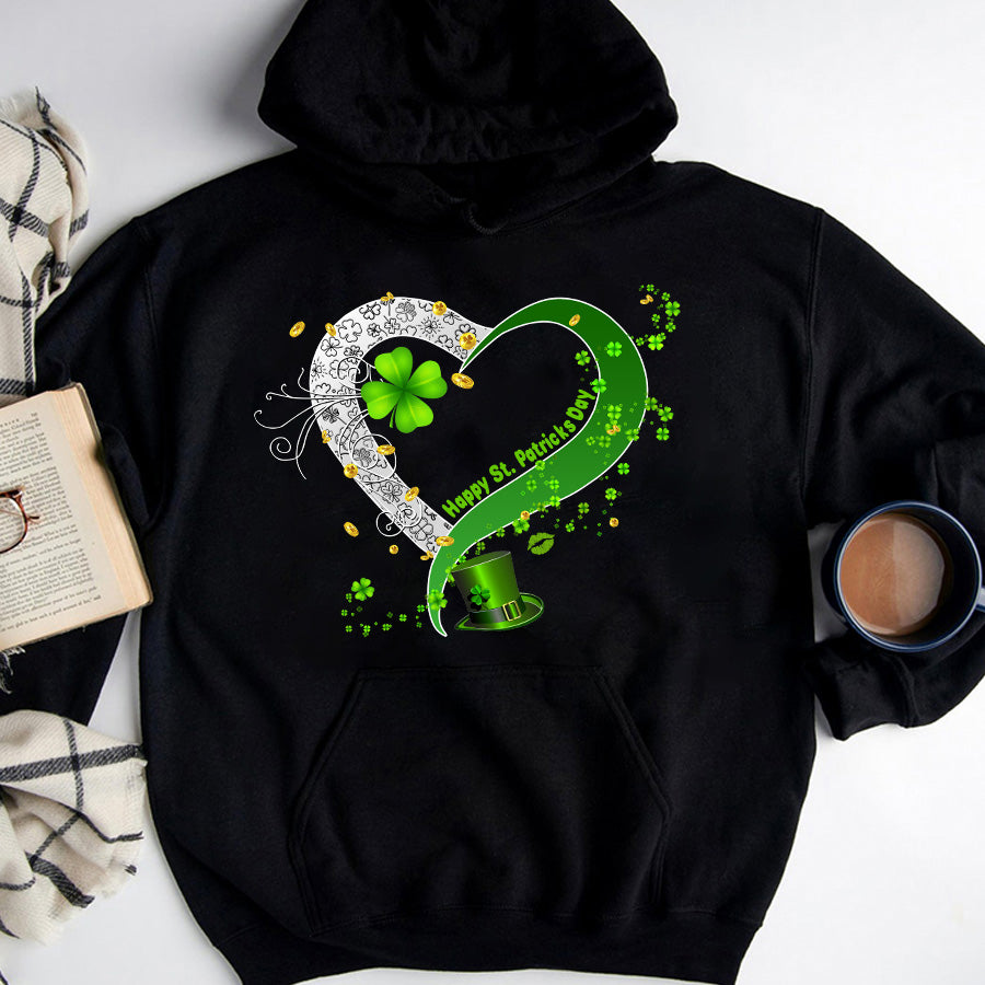Saint Patrick&#39;s Day Heart Shirt, St Patrick Day Shirt, Shamrock Shirt, Heart Shamrock Shirt, Lucky Shirt, Irish Shirt, St. Paddy&#39;s Day Shirt