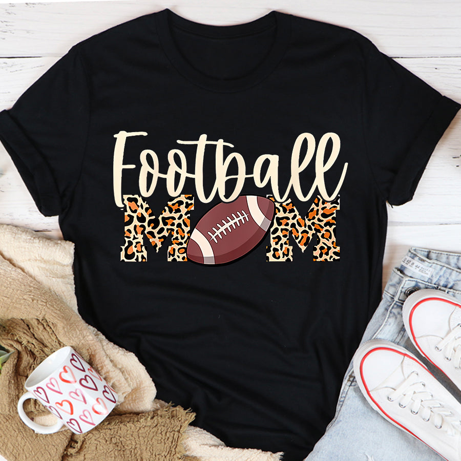 Football Mom Shirt Football Mom Leopard Print T-Shirt Mothers Day Shirts for Women