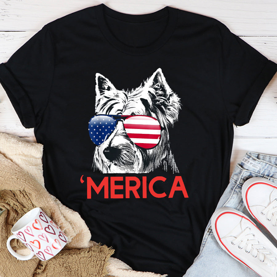 Independence Day Shirt Merica Westie American Flag 4th of July Independence Day T-Shirt