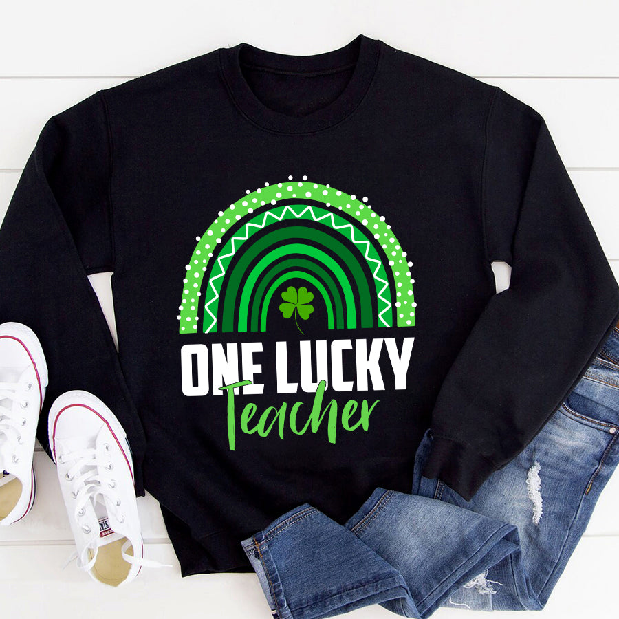 St Patricks Day Shirt One Lucky Teacher Rainbow St Patrick’s Day T-Shirt Funny St Patricks Day Shirts