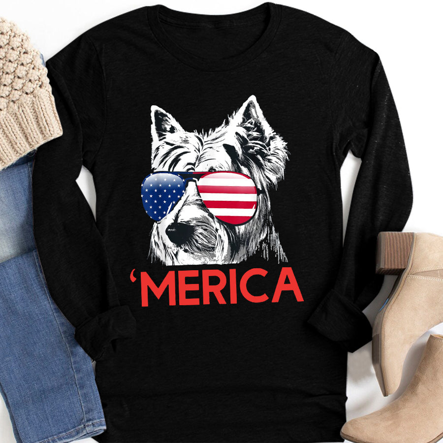 Independence Day Shirt Merica Westie American Flag 4th of July Independence Day T-Shirt