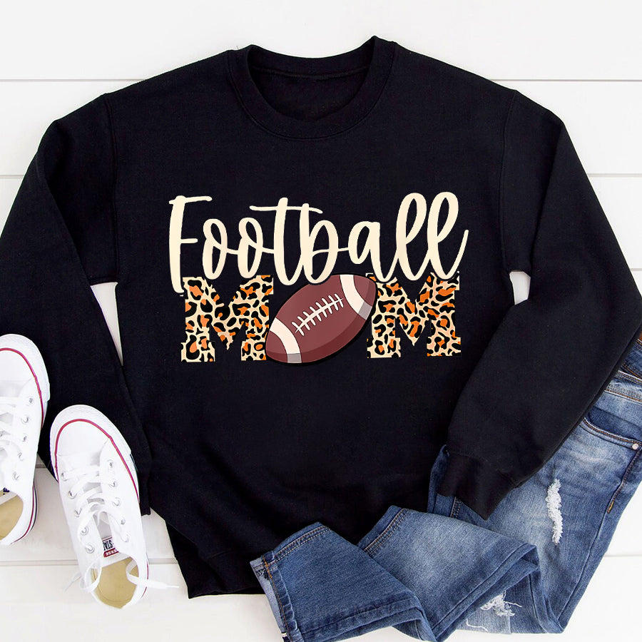 Football Mom Shirt Football Mom Leopard Print T-Shirt Mothers Day Shirts for Women