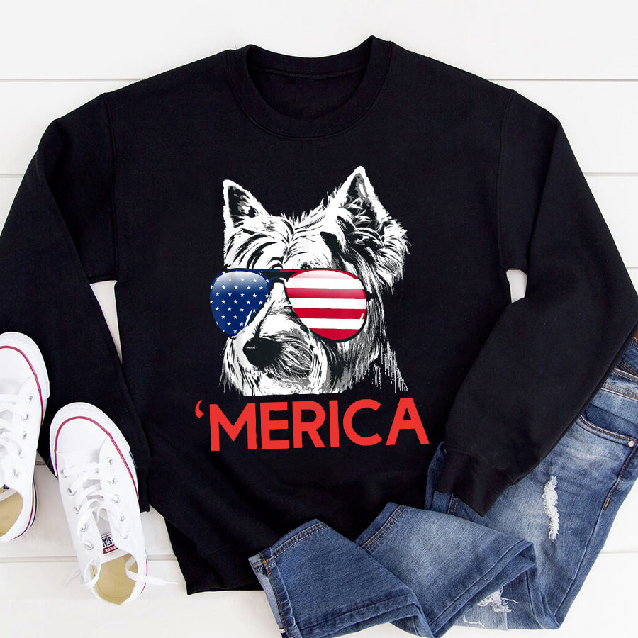 Independence Day Shirt Merica Westie American Flag 4th of July Independence Day T-Shirt