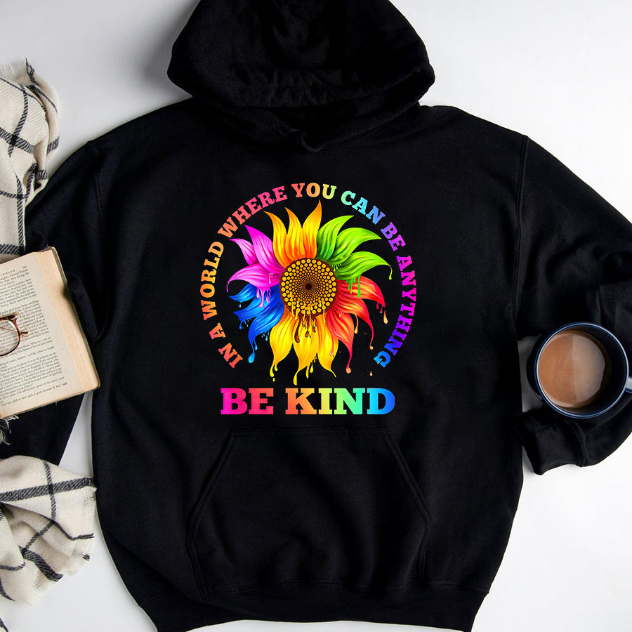 LGBT Shirts, Rainbow Pride Shirt, In A World Where You Can Be Anything BE KIND LGBT Rainbow T-Shirt