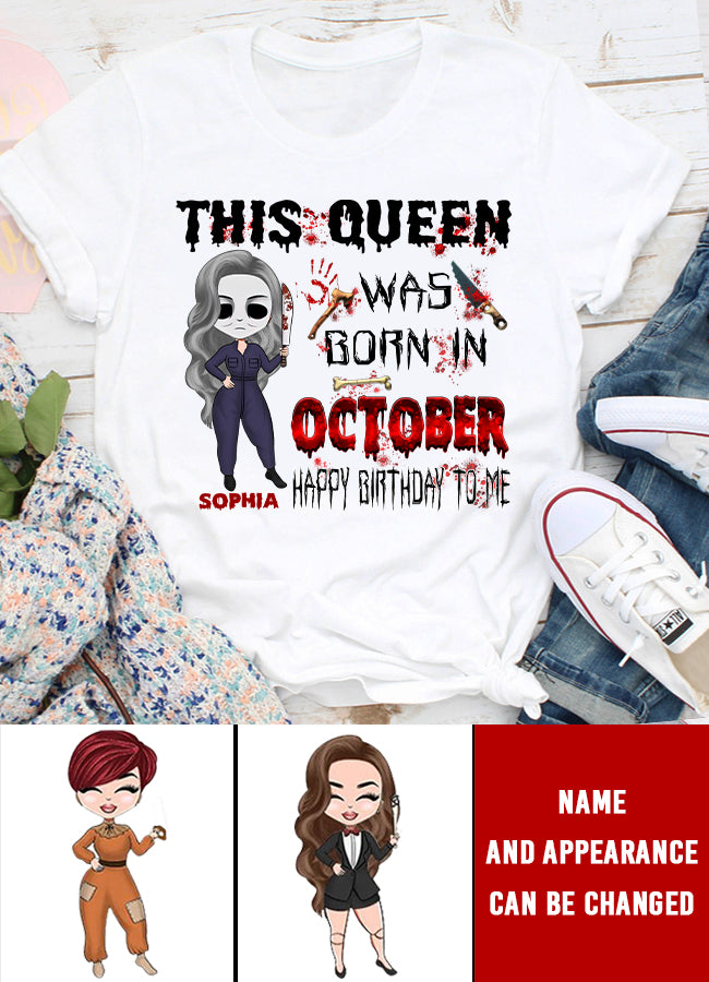 October Birthday Shirt, Custom Birthday Shirt, Queens are Born In October, October Birthday Shirts For Woman, October Birthday Gifts, Personalized Halloween, custom halloween shirts, personalized halloween gifts