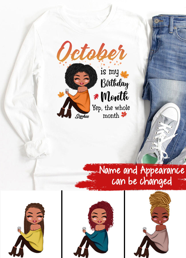 Custom October Birthday Shirt For Woman, Queens are Born In October Gifts, Melanin Afro Woman Shirt, Black Girl Tee, Afro Queen Gift