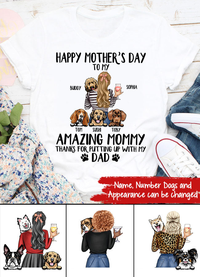 Custom Mothers Day Shirt, Happy Mother Day Shirt, Mother&#39;s Day T Shirt, Dog Mom Shirt, Dog Mom Gifts, Mother&#39;s Day Tee Shirts, Mother Day Gift