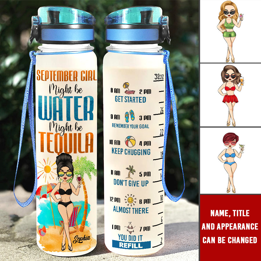 Personalized Water Tracker Bottle, Birthday Gift, Birthday Gift For Her, Girl, Woman, Beach Lovers, September birthday, September Girl