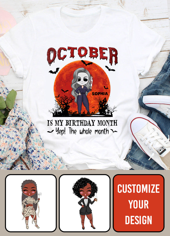 Personalized Halloween, Custom Halloween Shirts, Personalized Halloween Gifts, Halloween Shirt, Halloween Shirts For Women, October Birthday Shirts For Woman