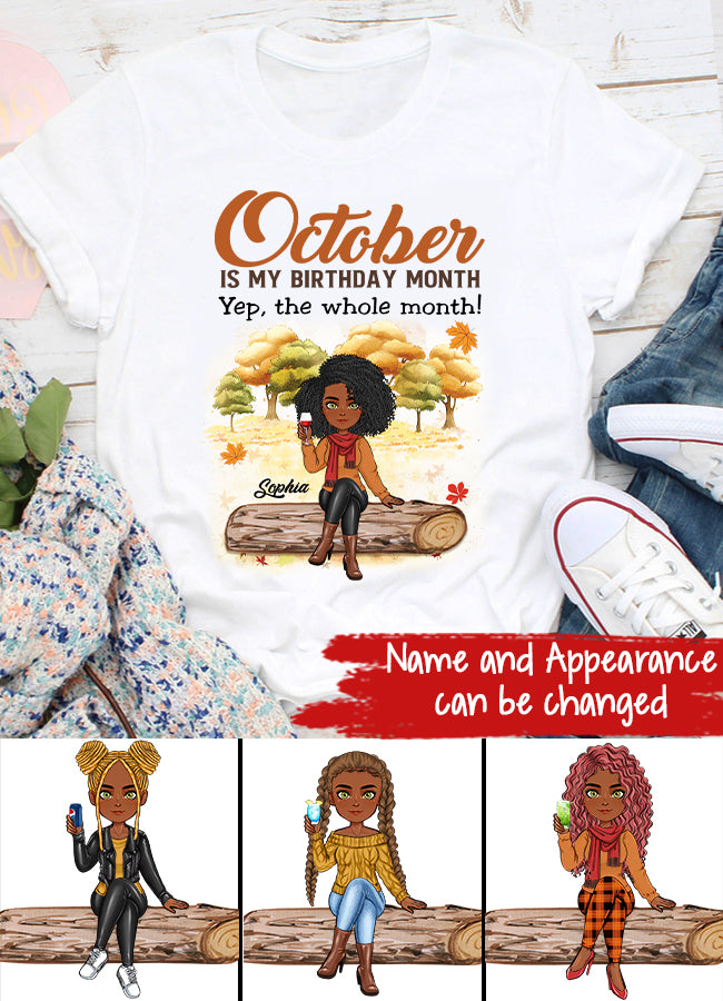 Custom October Birthday Shirt For Woman, Queens are Born In October Gifts, Melanin Afro Woman Shirt, Black Girl Tee, Afro Queen Gift