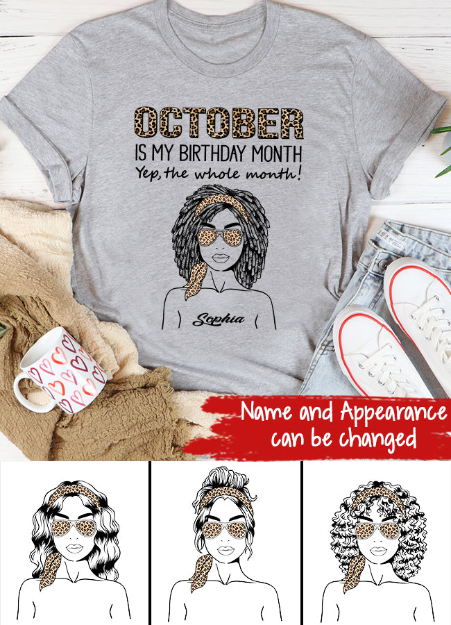 Custom October Birthday Shirt For Woman, Queens are Born In October Gifts, Melanin Afro Woman Shirt, Black Girl Tee, Afro Queen Gift