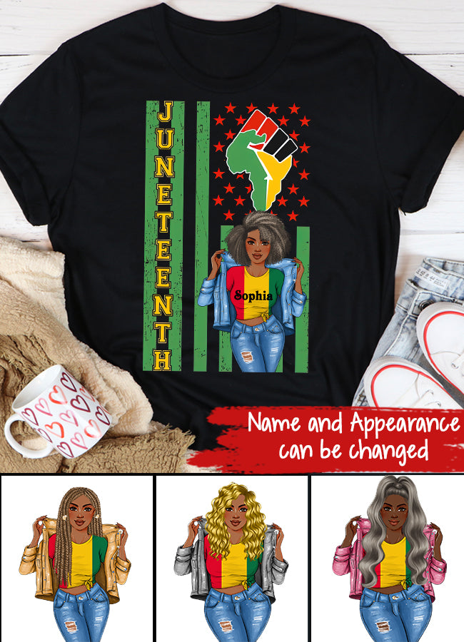 Juneteenth Shirt, Custom Juneteenth Shirt, Juneteenth is My Independence Day Juneteenth Black Afro Flag T-shirt