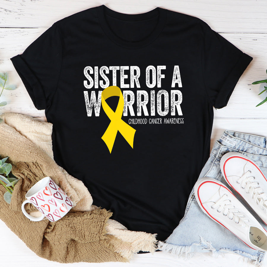 Childhood Cancer Awareness Shirt Sister of a Warrior Childhood Cancer Awareness Shirt Ribbon
