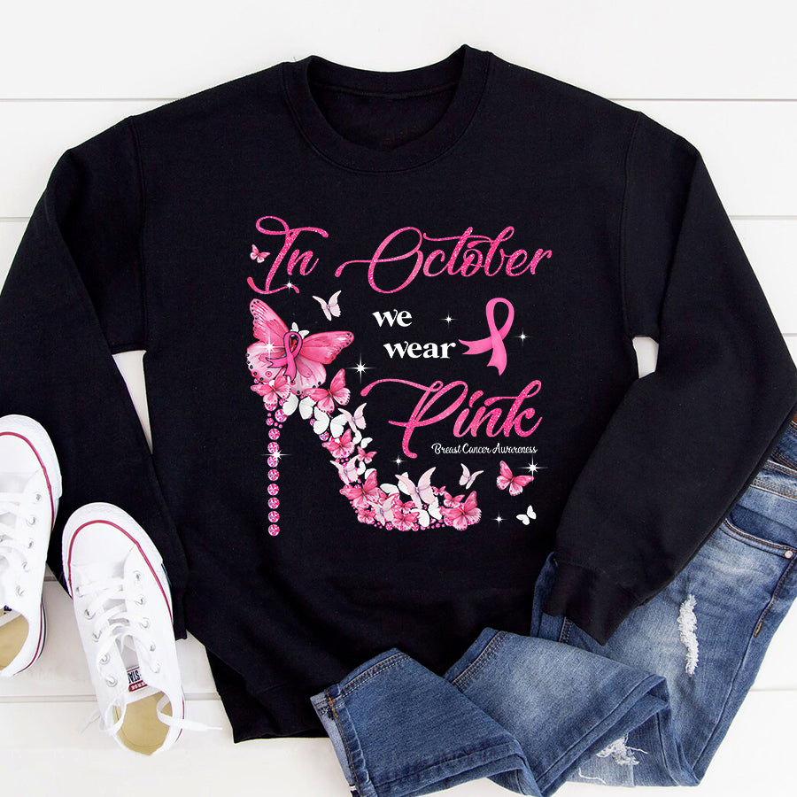 Breast Cancer Awareness Shirts In October We Wear Pink Butterflies Breast Cancer Awareness T-Shirt