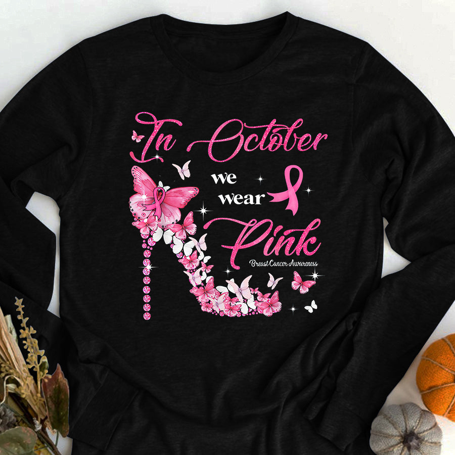 Breast Cancer Awareness Shirts In October We Wear Pink Butterflies Breast Cancer Awareness T-Shirt