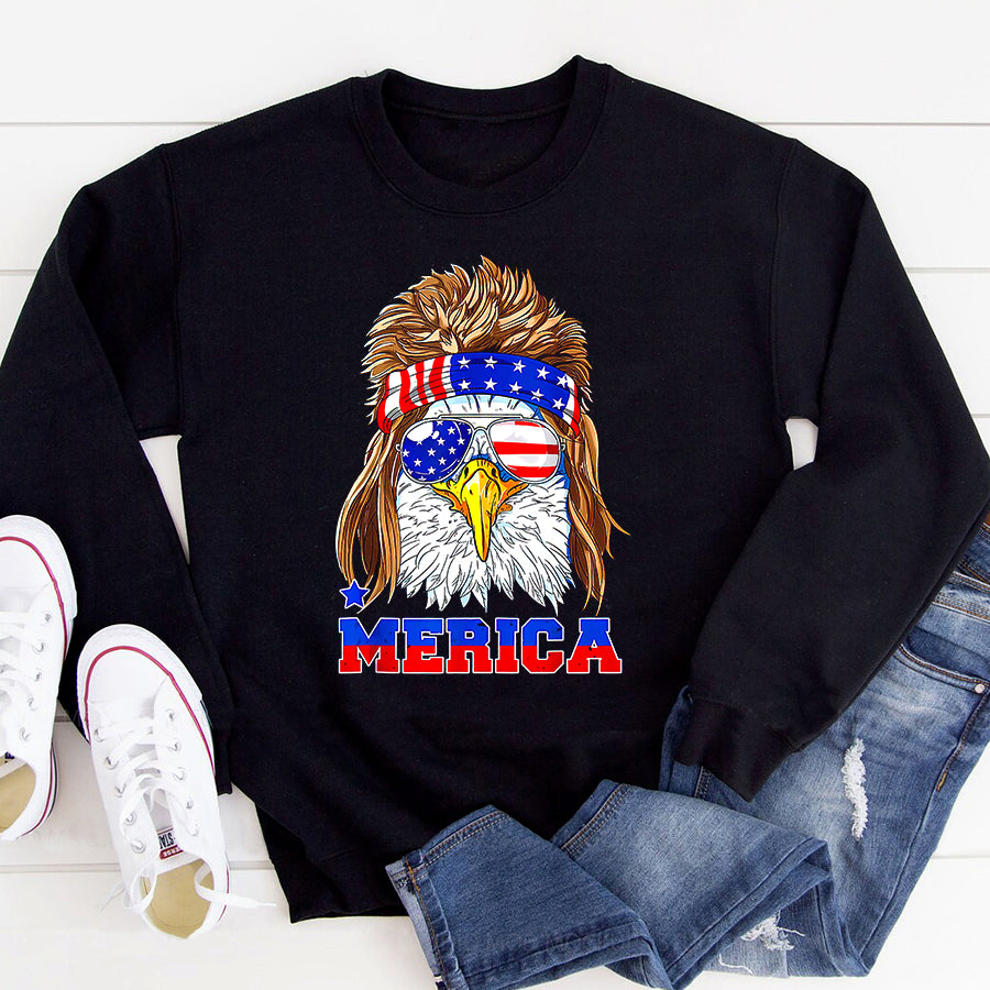 Independence Day Shirt Eagle Mullet Merica Shirt Men 4th of July American Flag USA T-Shirt