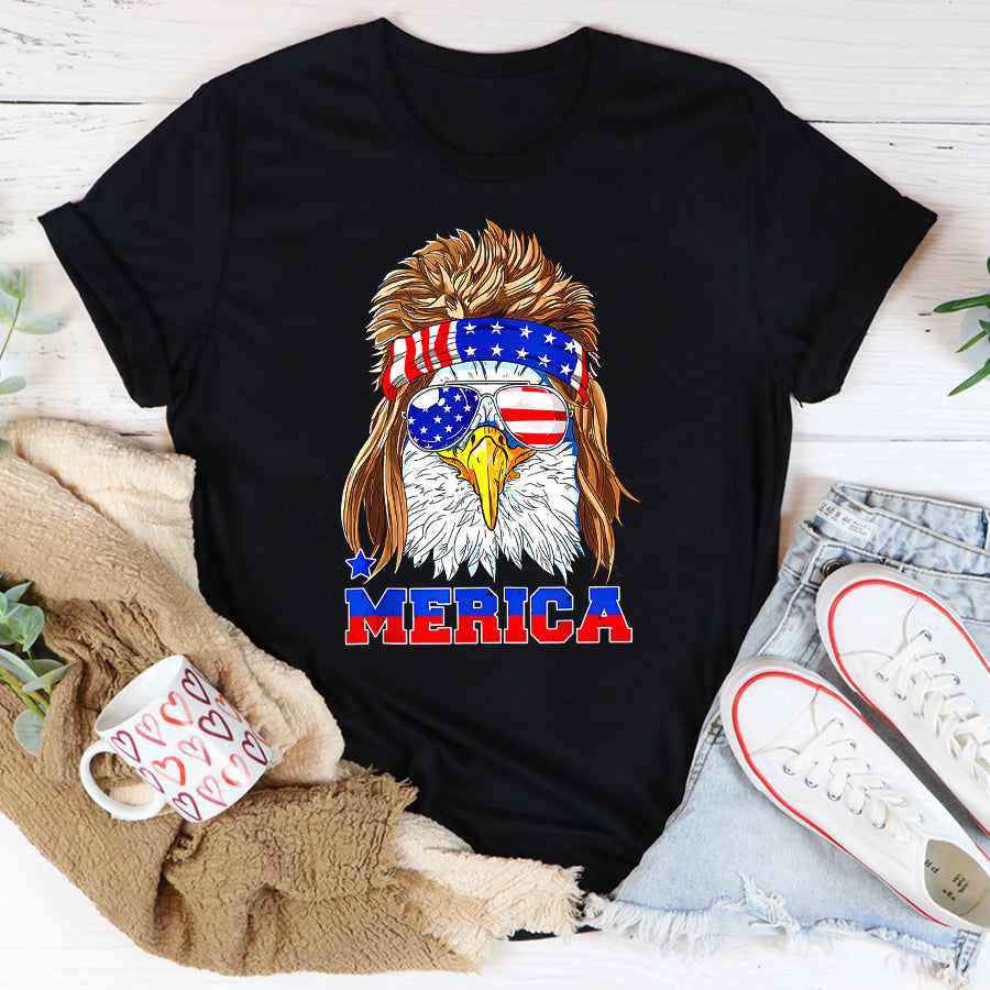 Independence Day Shirt Eagle Mullet Merica Shirt Men 4th of July American Flag USA T-Shirt