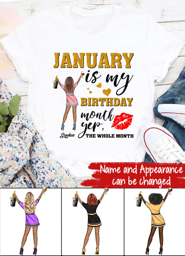 Custom January Birthday Shirt For Woman, Queens Are Born In January Gifts, Melanin Afro Woman Shirt, Black Girl Tee, Afro Queen Gift