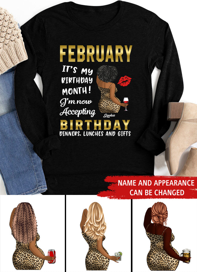 Custom February Birthday Shirt For Woman, Queens Are Born In February Gifts, Melanin Afro Woman Shirt, Black Girl Tee, Afro Queen Gift