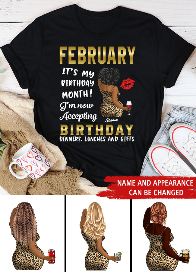 Custom February Birthday Shirt For Woman, Queens Are Born In February Gifts, Melanin Afro Woman Shirt, Black Girl Tee, Afro Queen Gift