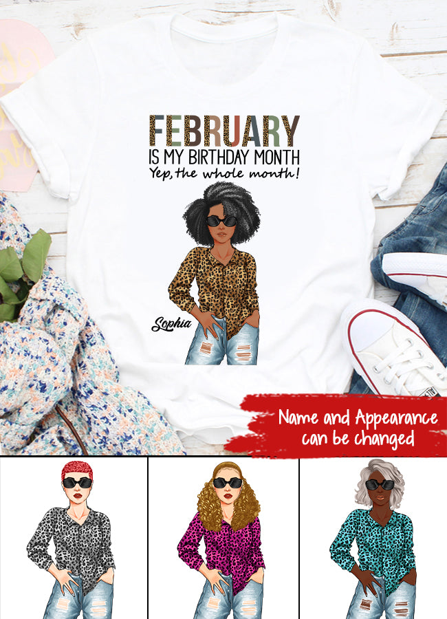 Custom February Birthday Shirt For Woman, Queens Are Born In February Gifts, Melanin Afro Woman Shirt, Black Girl Tee, Afro Queen Gift