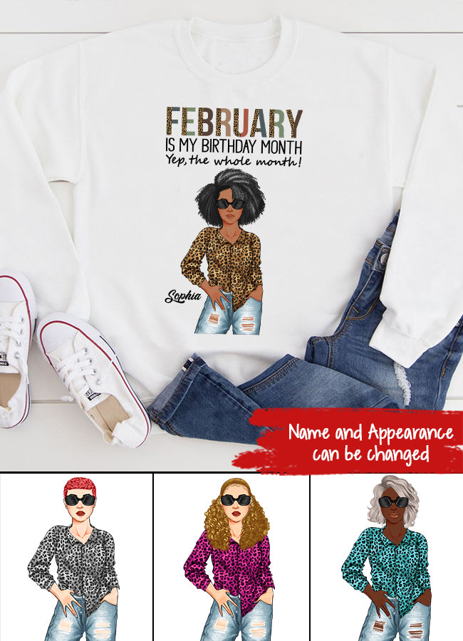 Custom February Birthday Shirt For Woman, Queens Are Born In February Gifts, Melanin Afro Woman Shirt, Black Girl Tee, Afro Queen Gift