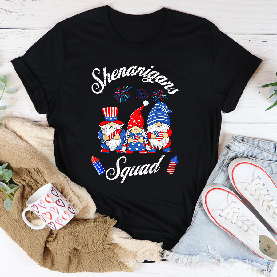 Independence Day Shirt Shenanigans Squad 4th Of July Gnomes USA Independence Day T-Shirt