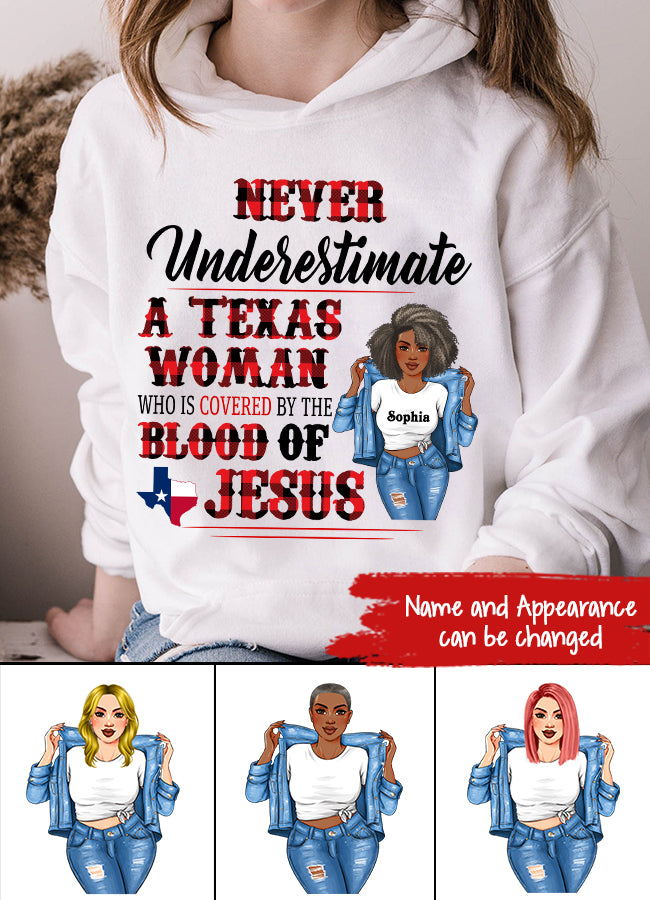 Personalized T Shirt, Texas shirt
Never Underestimate a Texas Woman who is Coverd by the Blood of Jesus t shirt, Texas gift