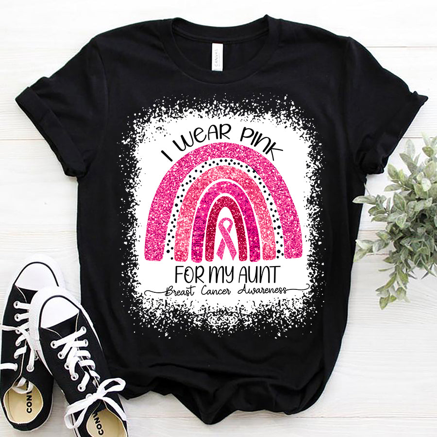 I Wear Pink For My Aunt Breast Cancer Awareness T-Shirt Pink Ribbon Breast Cancer Gift For Women