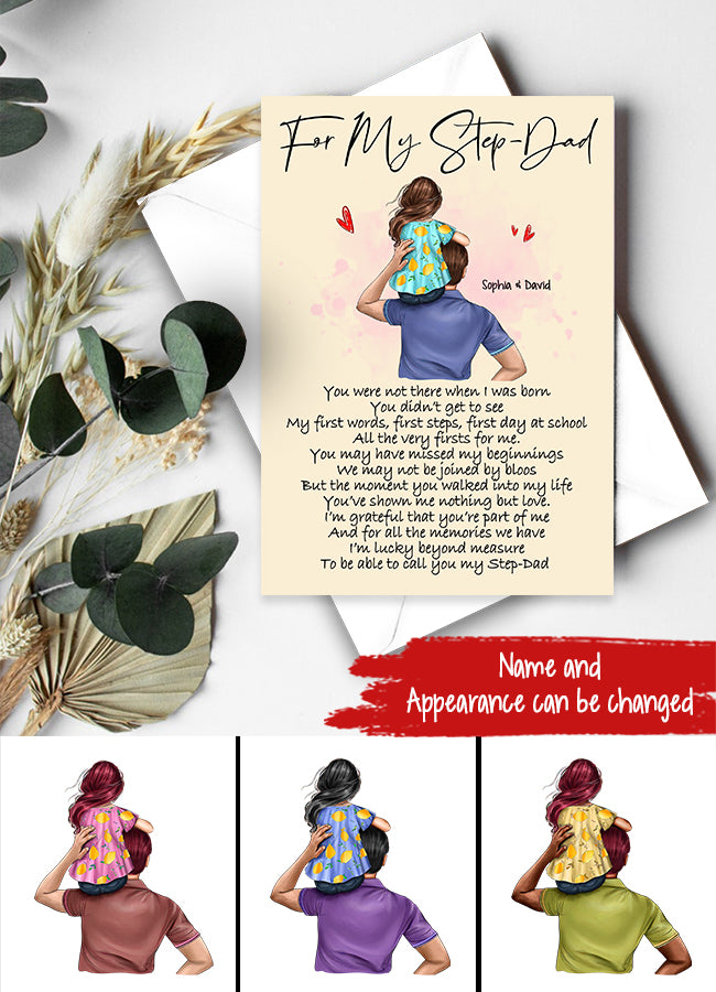 Personalised Fathers Day Card - Father&#39;s Day Gift Cards - Step Dad Fathers Day Cards - Black Fathers Day Cards - Dad Cards - Happy Fathers Day Card - First Fathers Day Card - Father Day Gift