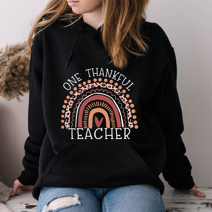 Leopard Rainbow One Thankful Teacher Thanksgiving Christmas T Shirt ,Family Thanksgiving Shirt ,Funny Thanksgiving Gift