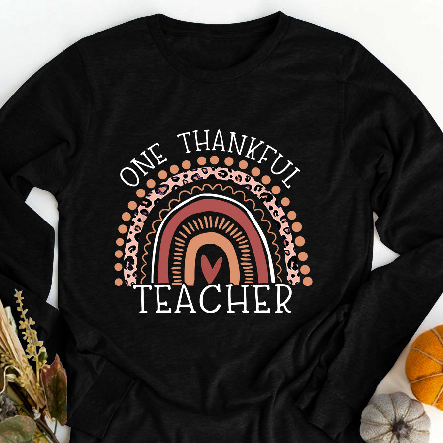 Leopard Rainbow One Thankful Teacher Thanksgiving Christmas T Shirt ,Family Thanksgiving Shirt ,Funny Thanksgiving Gift