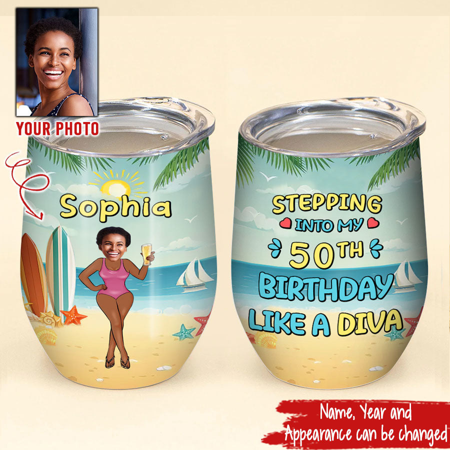 Personalized Wine Tumbler - 50th Birthday Wine Tumbler, Personalized 50th Birthday Gifts, 50th Gift Ideas For Her