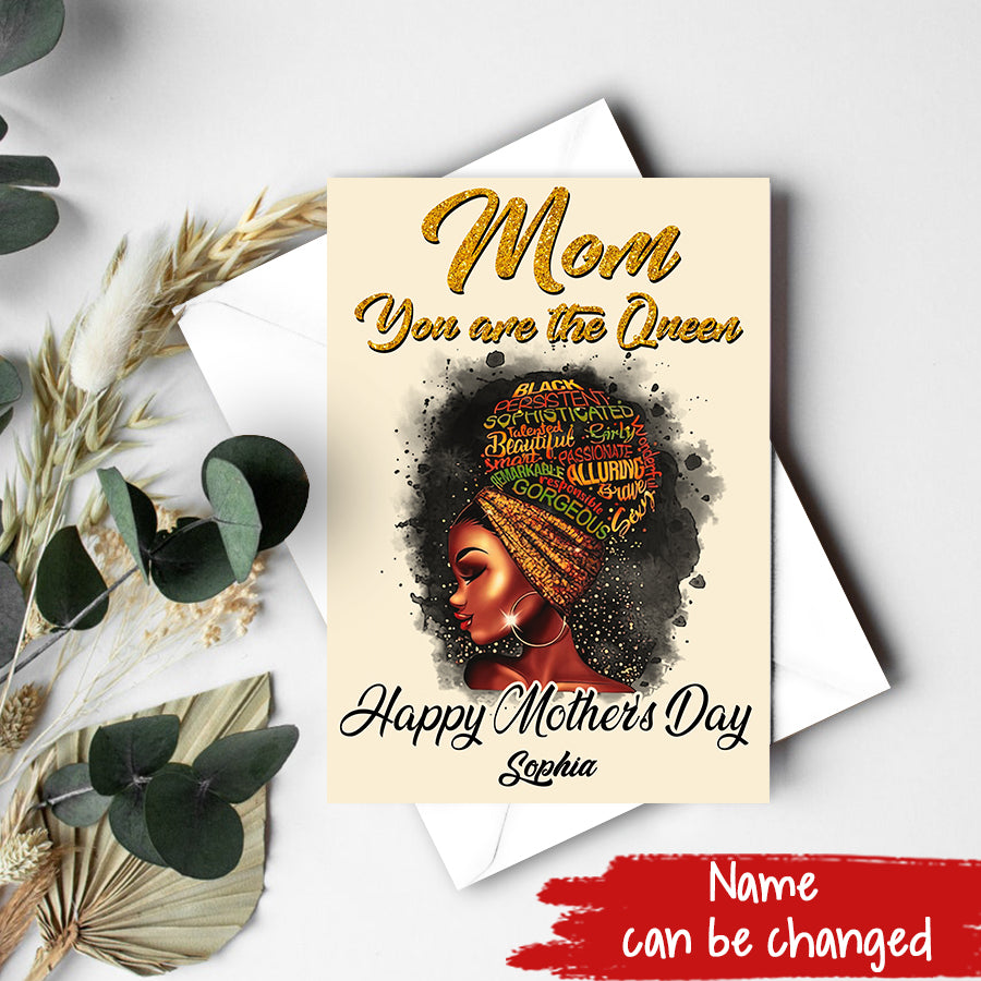 Custom Mothers Day Card - Mother&#39;s Day Gift Cards - Black Mahogany Happy Mothers Day African American - Mom&#39;s Card - Mother&#39;s Day Gift From Daughter - Mother Day Gift