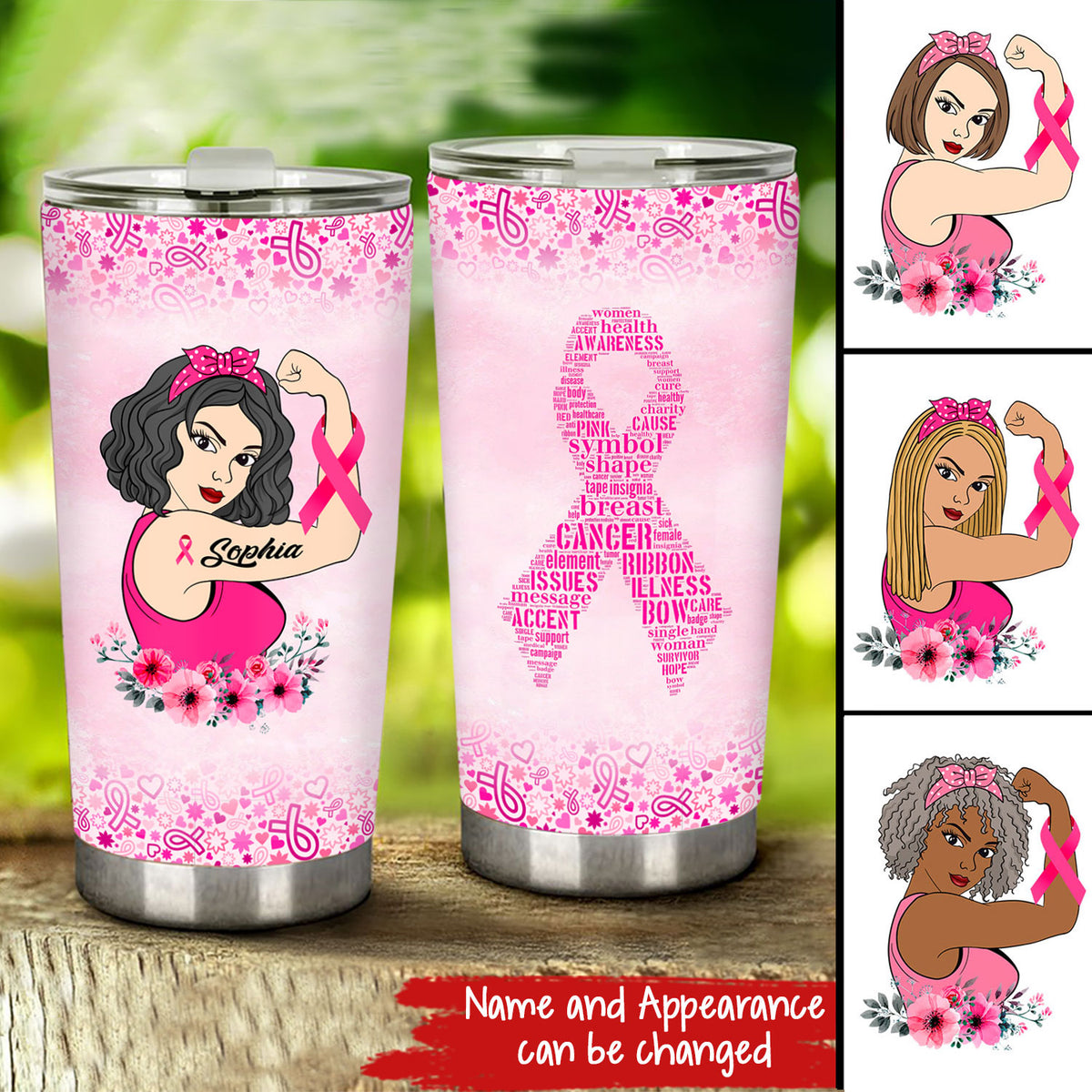 Custom Breast Cancer Awareness Tumbler Personalized Breast Cancer Survivor Gifts For Women Breast Cancer Pink Ribbon Tumbler