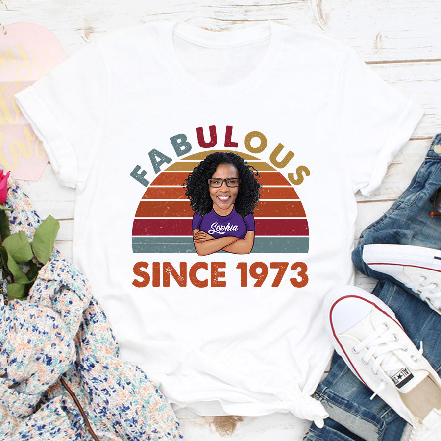 50th birthday shirts for her, Personalised 50th birthday gifts, 1973 t shirt, 50 and fabulous shirt, 50th birthday shirt ideas, gift ideas 50th birthday woman