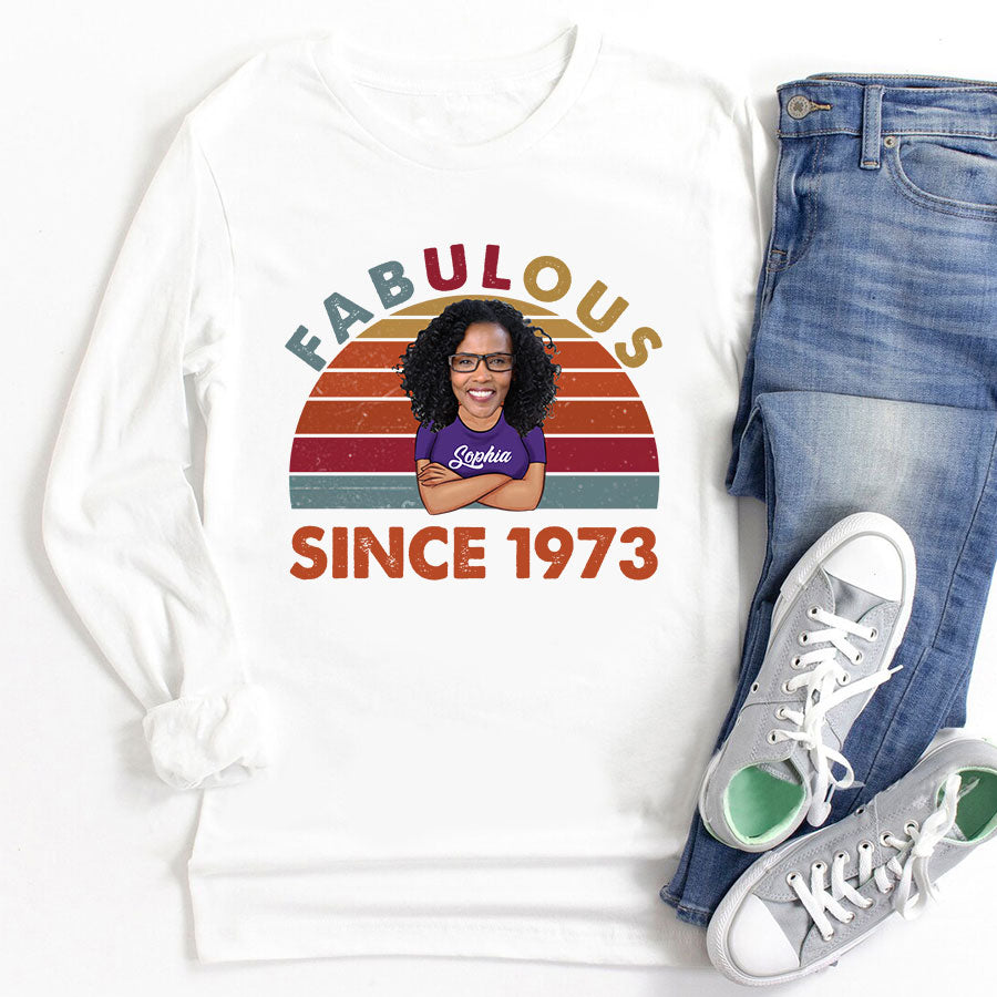 50th birthday shirts for her, Personalised 50th birthday gifts, 1973 t shirt, 50 and fabulous shirt, 50th birthday shirt ideas, gift ideas 50th birthday woman