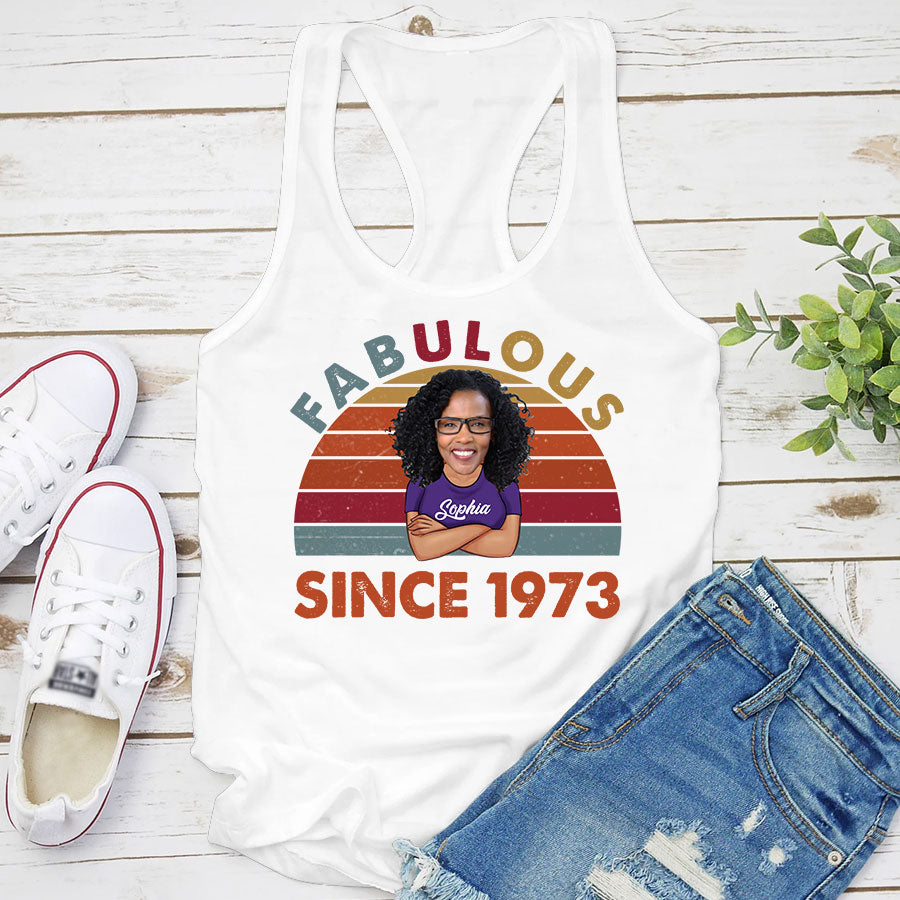 50th birthday shirts for her, Personalised 50th birthday gifts, 1973 t shirt, 50 and fabulous shirt, 50th birthday shirt ideas, gift ideas 50th birthday woman