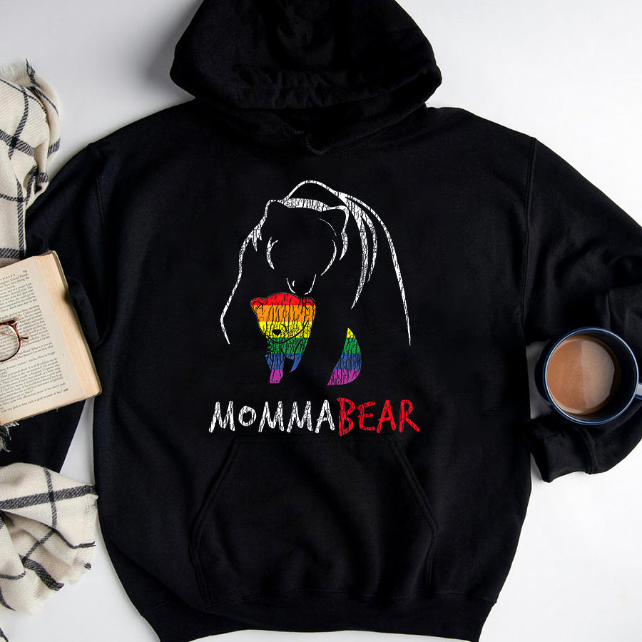 LGBT Shirts, Rainbow Pride Shirt, Vintage Rainbow Mama Bear Hug Love Support Parent Pride LGBT T-Shirt